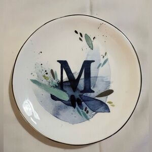 Emily Jeffords for Anthropologie porcelain plate Small plate letter M